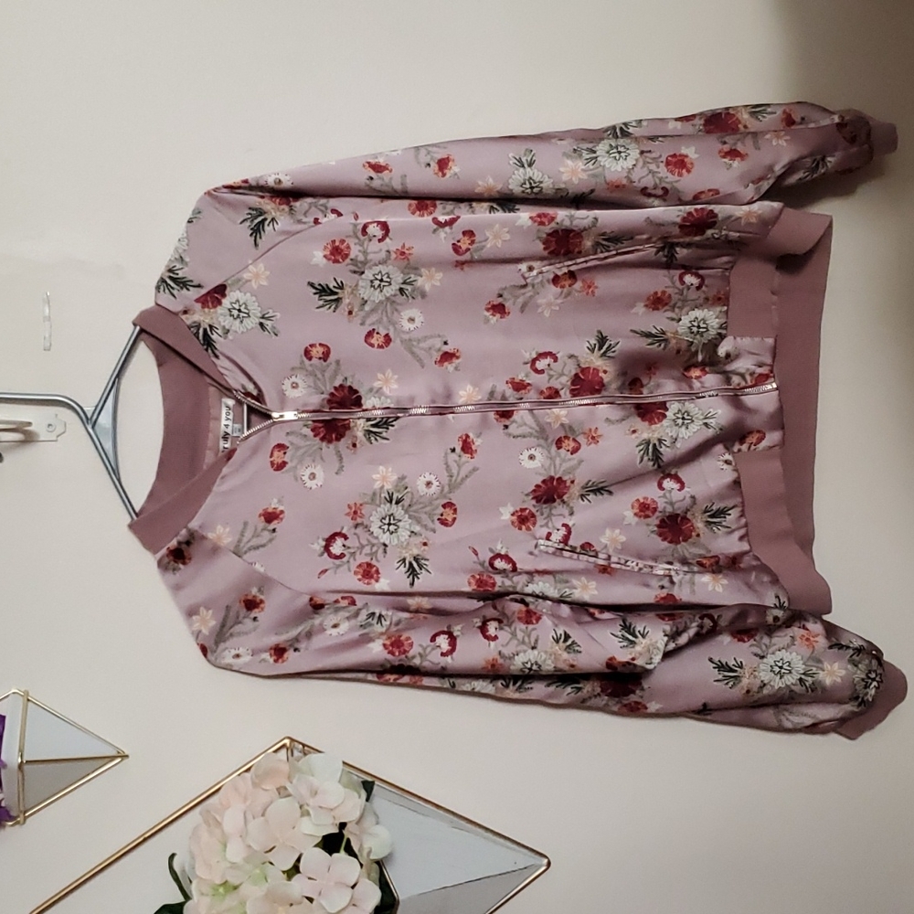 Truly 4 You Dusty Pink Floral Dress Jacket Womens Size Medium - Picture 7 of 11